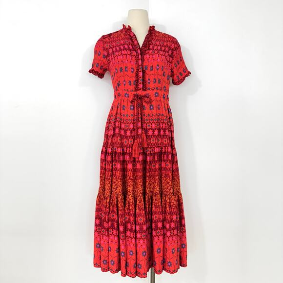 Free People Rare Feeling Maxi Dress in Ruby Red S - Picture 2 of 10